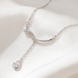 Dây chuyền hình giọt sương mai, nữ trang bạc cao cấp đính đá