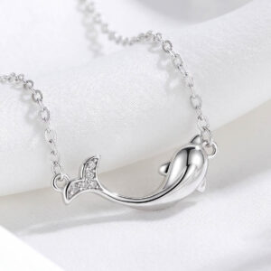 Dây chuyền nữ bạc cao cấp hình cá heo, trang sức phong cách mới độc đáo