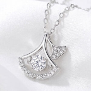 Dây chuyền bạc nữ phong cách Hàn Quốc, trang sức nữ gắn hình lá rẻ quạt lá ngân hạnh