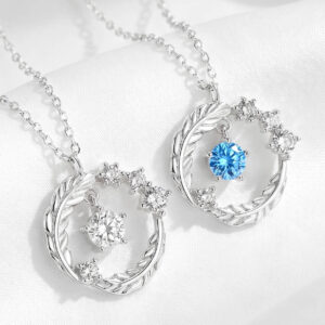 Dây chuyền hình đôi lông vũ may mắn, trang sức bạc cao cấp đính đá