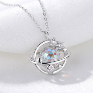 Dây chuyền hình tinh cầu tròn, bạc trang sức cao cấp đính đá