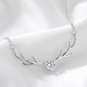 Dây chuyền hình sừng hươu nai, nữ trang bạc cao cấp đính đá lấp lánh