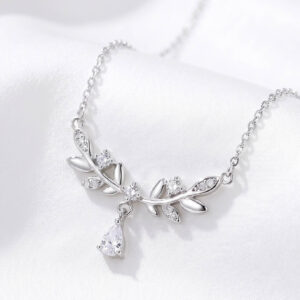 Dây chuyền nữ bạc hình nguyệt quế, trang sức Hàn Quốc phong cách