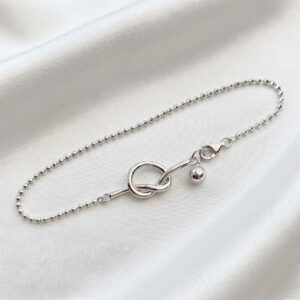 Vòng đeo tay bạc nữ hình chuỗi hạt thắt nút, trang sức phong cách Hàn Quốc