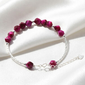 Vòng tay bạc hình chuỗi hạt đỏ, nữ trang phong cách Hàn Quốc