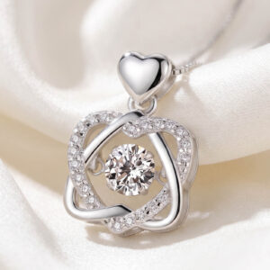 Mặt dây chuyền bạc nữ hình trái tim đôi, trang sức phong cách Hàn Quốc trẻ trung