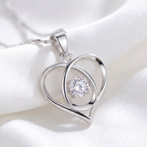 Mặt dây chuyền hình trái tim phồng, trang sức bạc nữ cao cấp phong cách Hàn Quốc