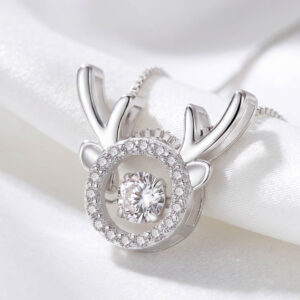 Mặt dây chuyền bạc nữ cao cấp hình sừng nai hươu, trang sức Hàn Quốc mới mẻ