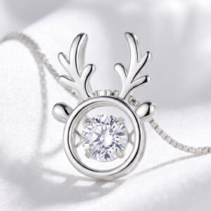 Mặt dây chuyền hình sừng hươu nai, trang sức bạc cao cấp nữ