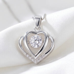 Mặt dây chuyền bạc hình trái tim, nữ trang bạc phong cách Hàn Quốc
