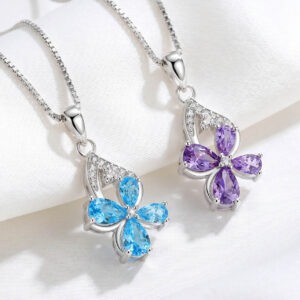 Mặt dây chuyền bạc nữ hình cỏ 4 lá, trang sức phong cách Hàn Quốc