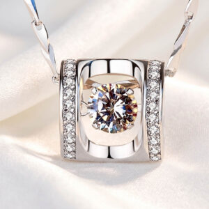 Mặt dây chuyền bạc hình vuông, trang sức nữ bạc 925 cao cấp có đính đá lấp lánh