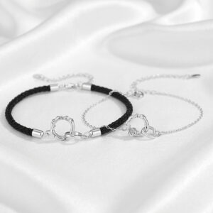 Vòng đeo tay hình bông hồng, trang sức cặp đôi bằng bạc cao cấp