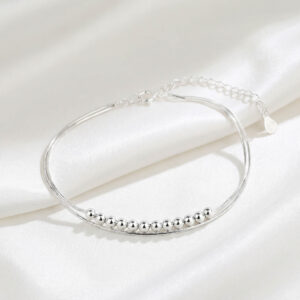 Lắc tay bạc cao cấp chuỗi hạt nhỏ hình xương rắn, nữ trang phong cách Hàn Quốc