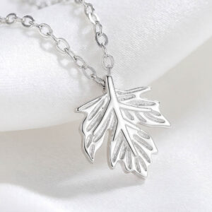 Dây chuyền bạc nữ cao cấp hình lá phong, trang sức phong cách thời thượng