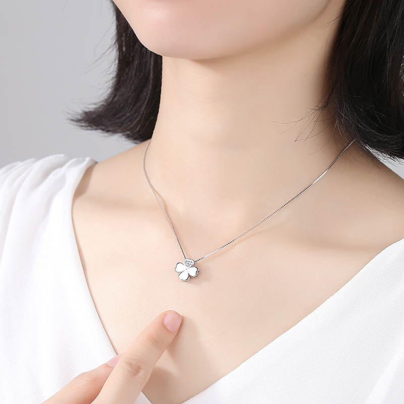 Dây chuyền bạc cao cấp Nữ hình Cỏ 4 lá