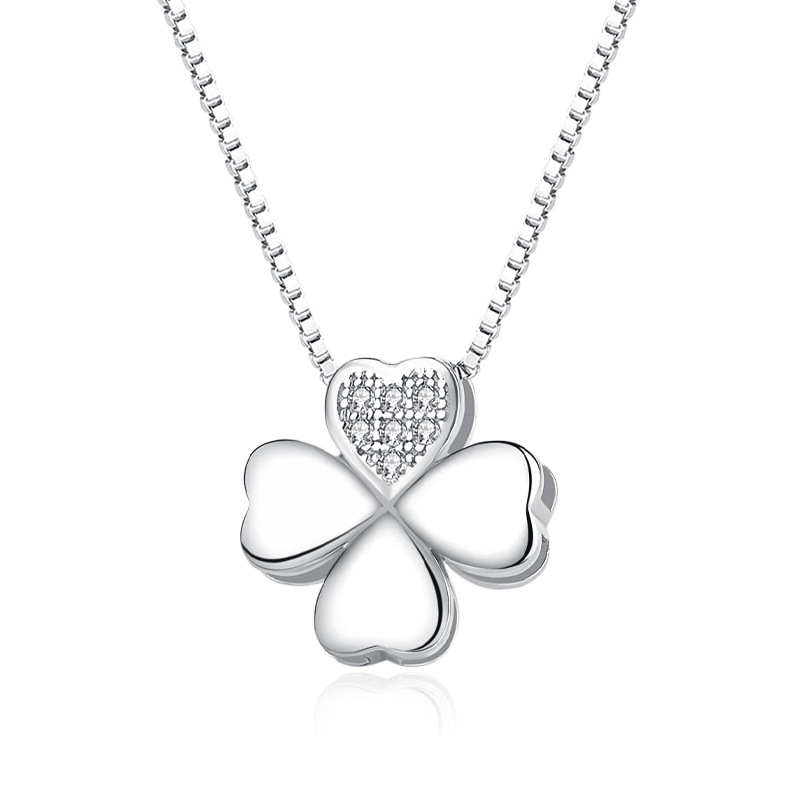 Dây chuyền nữ bạc 925 hình cỏ 4 lá phong thủy mang lại may mắn, niềm tin và hạnh phúc Thiết kế sang trọng, tinh tế và bền đẹp