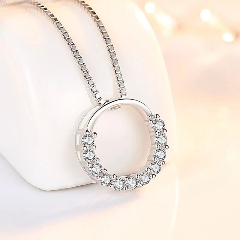 Dây chuyền bạc cao cấp Nữ hình Vòng tròn đá