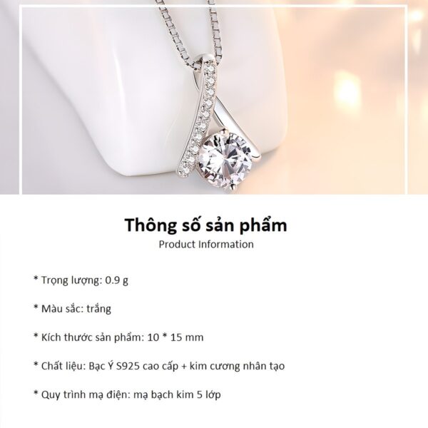 Mặt Dây chuyền bạc tinh tế với đá sáng, hoàn hảo cho những người yêu thích trang sức tối giản nhưng nổi bật