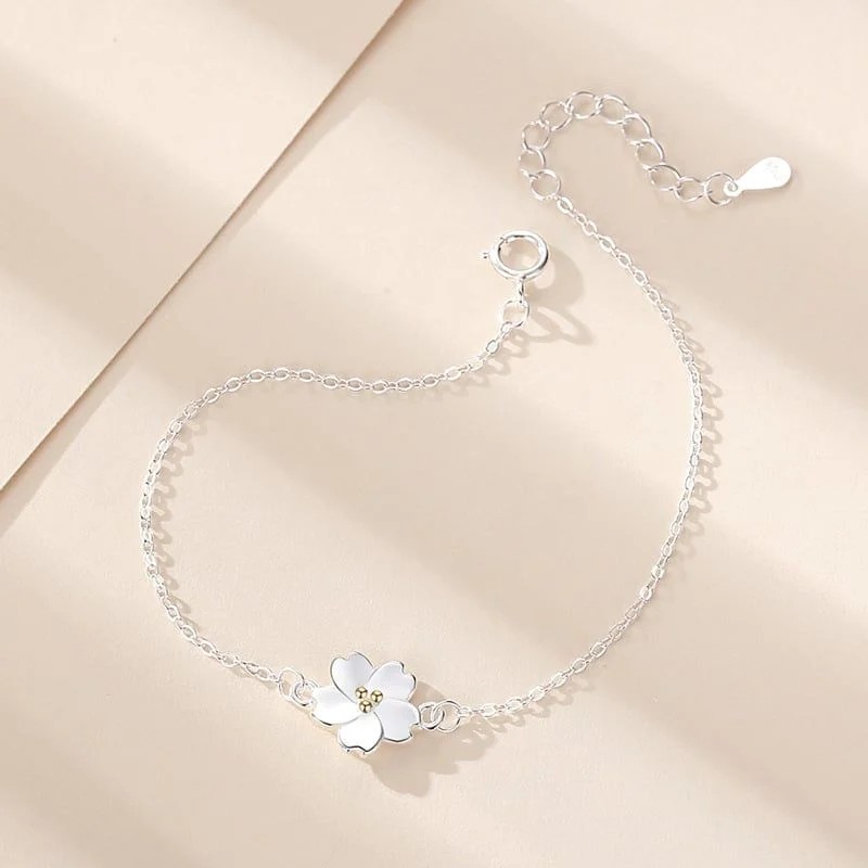 Vòng tay Nữ đẹp bạc cao cấp kiểu hoa đào