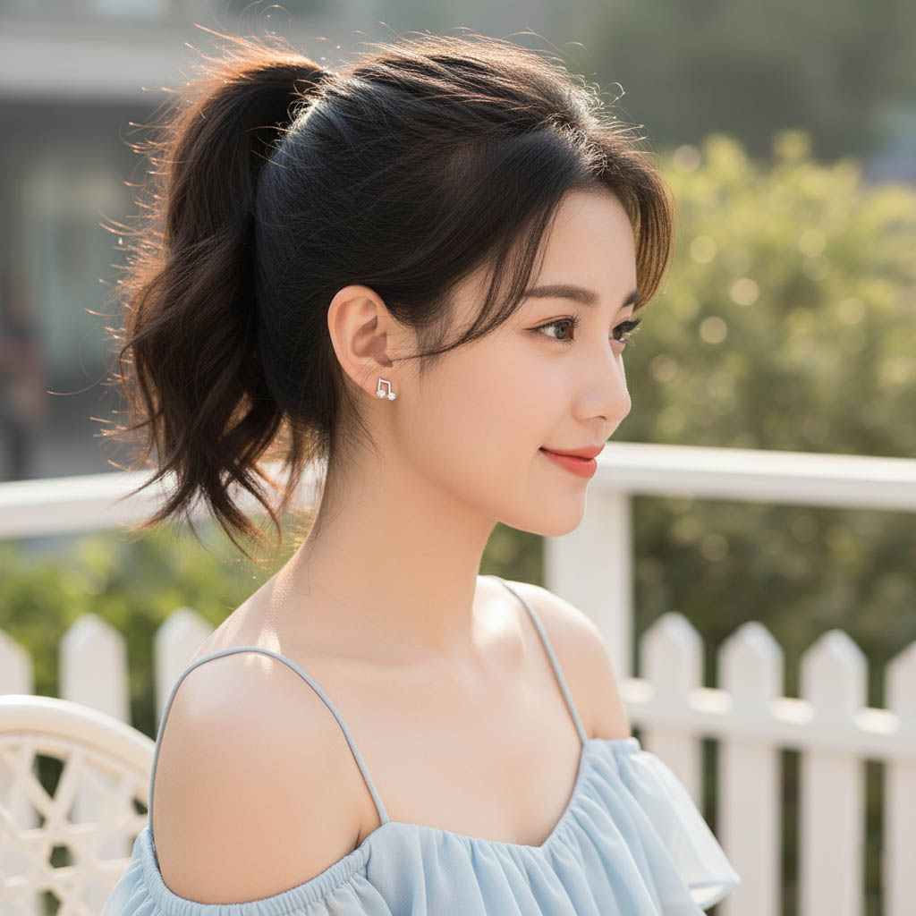 Bông tai bạc nữ hình nốt nhạc vui, trang sức phong cách Hàn Quốc trẻ trung thời thượng