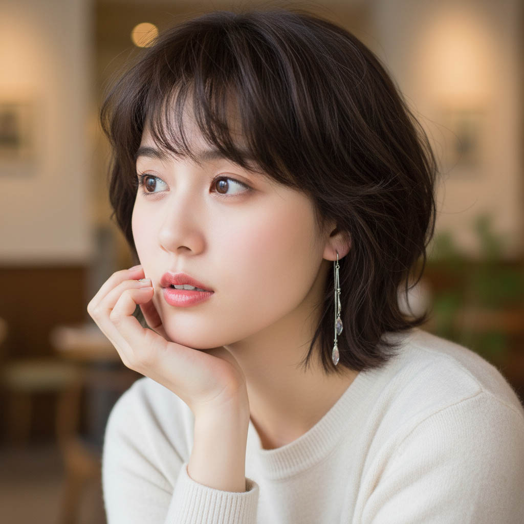 Bông tai bạc nữ hình sợi tua rua hình chiếc lá xoắn, trang sức Hàn Quốc cá tính chất lượng cao
