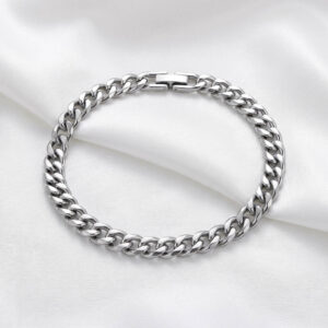 Vòng tay nam nữ unisex, thép Titanium mắt xích Cuban thiết kế tối giản hiện đại