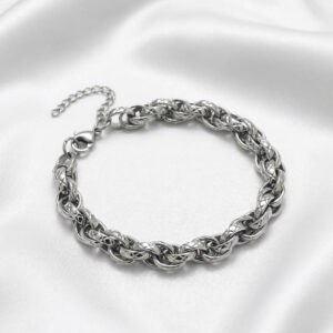 Lắc tay titan sợi xoắn bện unisex cá tính, trang sức nam nữ độc đáo